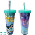 Disney Store Aladdin Princess Jasmine Plastic Tumbler With Straw And Brush