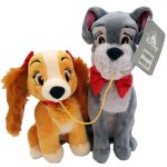 Disney Store Lady & The Tramp Eating Spaghetti Plush Soft Cuddly Toy Set