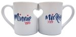 Disney Store Mickey & Minnie Mouse Heart Cut Out Mug Set
