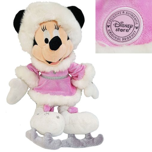 Disney Store Minnie Mouse Stamped Ice Skating Plush Soft Cuddly Toy
