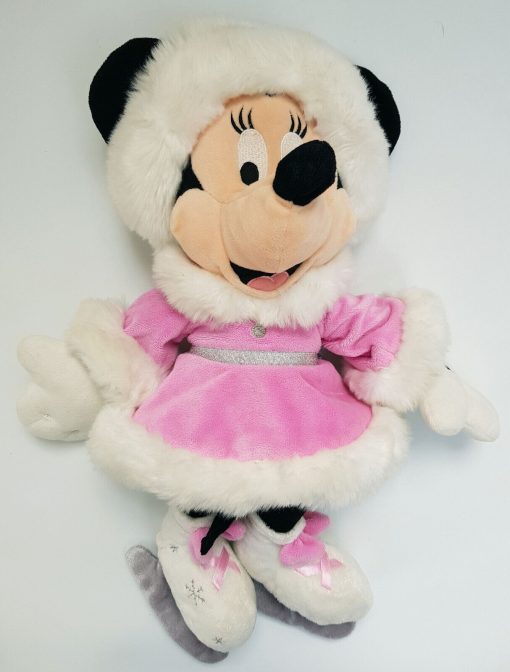 Disney Store Minnie Mouse Stamped Ice Skating Plush Soft Cuddly Toy