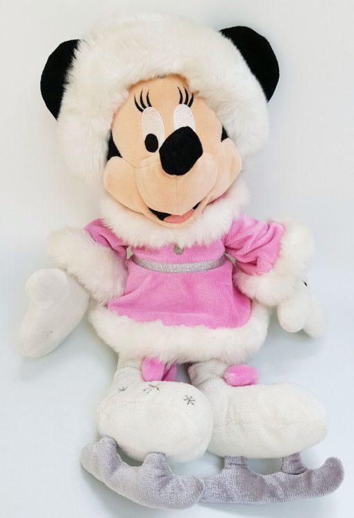 Disney Store Minnie Mouse Stamped Ice Skating Plush Soft Cuddly Toy