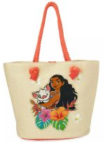 Disney Store Moana & Pua Woven Beach Tote Bag With Rope Handles