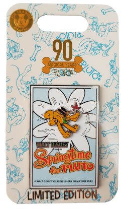 Disney Store Pluto Springtime Movie Poster 90th Anniversary Pin Trading Badge