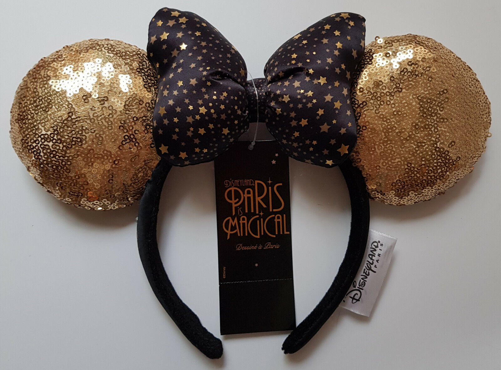 Disneyland Paris Is Magical Minnie Mouse Black & Gold Sequin 