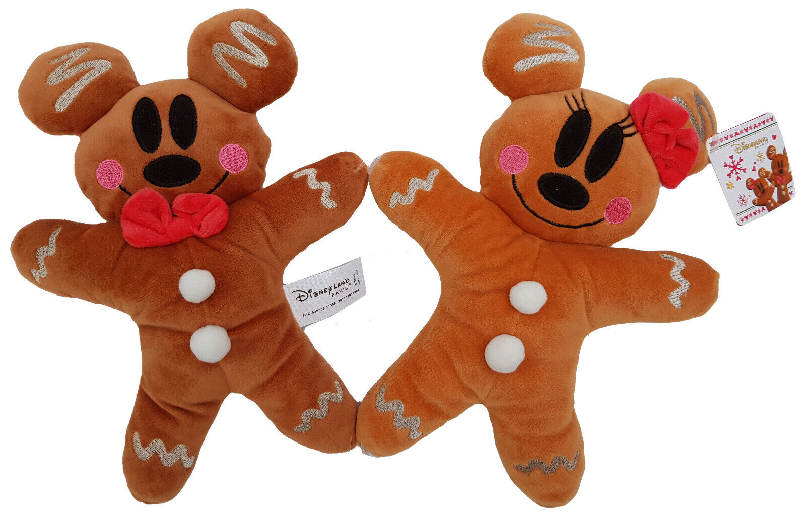 Disneyland Paris Mickey Minnie Mouse Gingerbread Christmas Plush