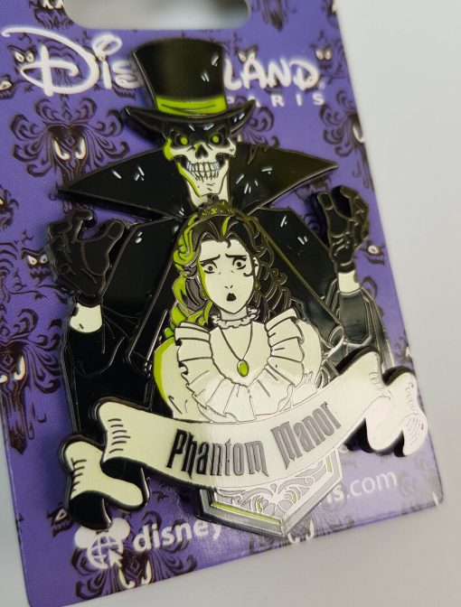 Disneyland Paris Phantom Manor Skeleton Bride Glow In The Dark Pin Trading Badge