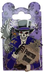 Disneyland Paris Phantom Manor Skeleton & Raven Pin Trading Badge