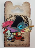 Disneyland Paris Stitch & Scrump As Pirates Of The Caribbean Pin Trading Badge