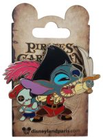 Disneyland Paris Stitch & Scrump As Pirates Of The Caribbean Pin Trading Badge