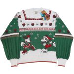 Next Disney Mickey & Minnie Mouse Ice Skating Green & Cream Christmas Jumper M Medium
