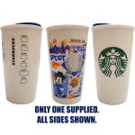 Starbucks Disney World Epcot Ceramic Travel Mug Tumbler 12oz With Splash Guard Lid