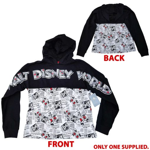 Walt-Disney-World-Mickey-Minnie-Mouse-Hoodie-Newsprint-Hooded-Sweatshirt-Small-8898 Walt Disney World Mickey & Minnie Mouse Hoodie Newsprint Hooded Sweatshirt Small