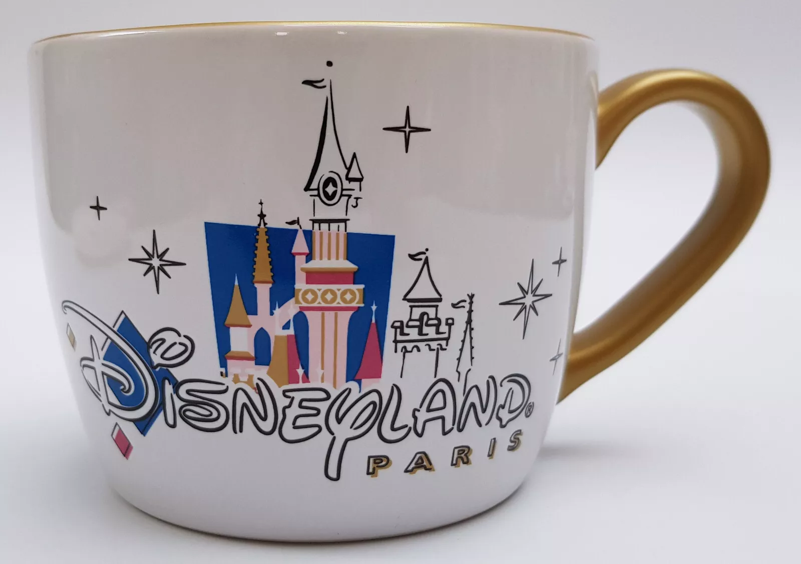 Disneyland Paris Coffee Mug Cup With Castle Interior Pattern & Gold Handle - Image 5