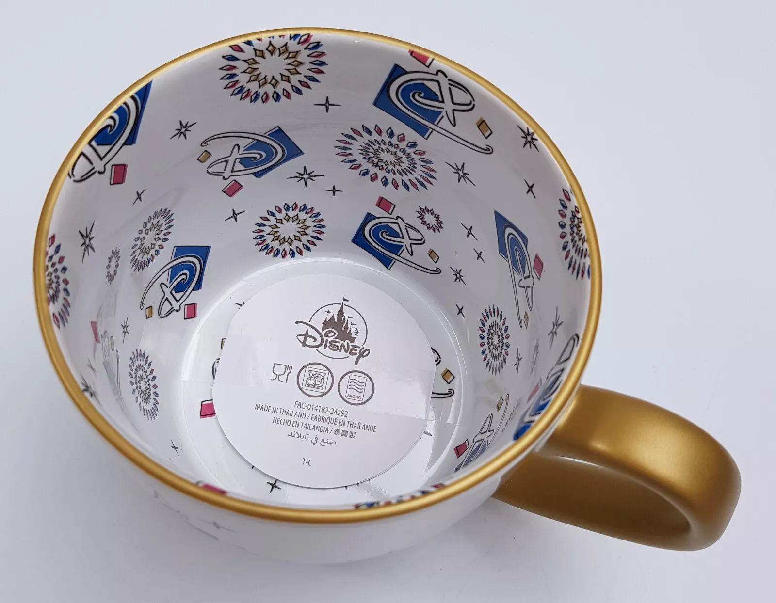 Disneyland Paris Coffee Mug Cup With Castle Interior Pattern & Gold Handle - Image 9