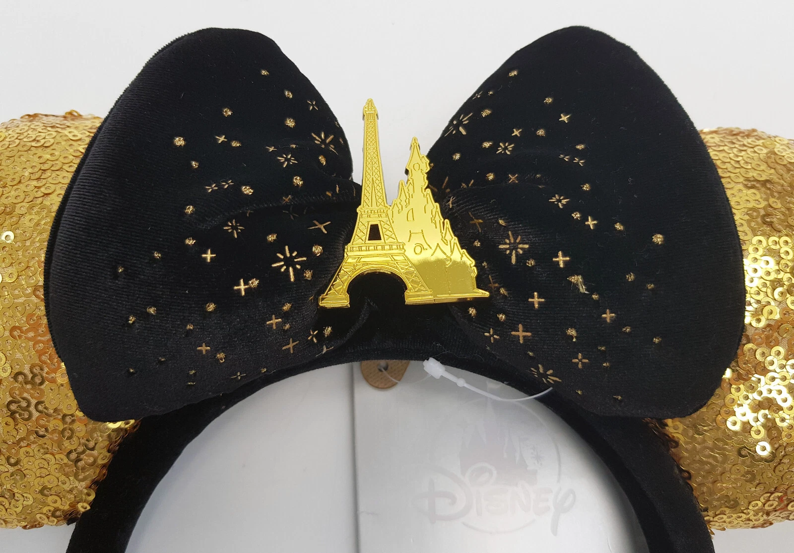 Disneyland Paris Black Velvet with Gold Sequin Ears and Gold Eiffel Tower/Castle Disneyland Paris Black & Gold Sequin Eiffel Tower Minnie  main image 4