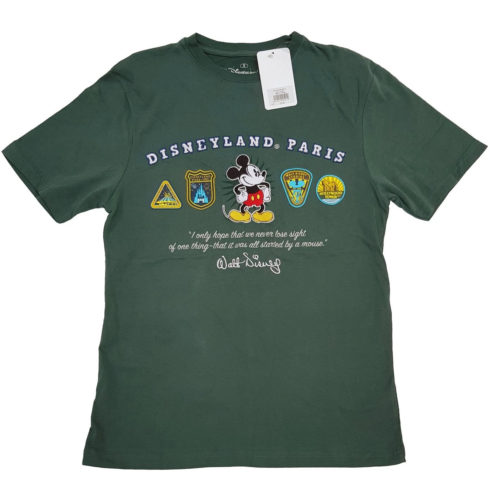 Disneyland Paris Logo & Mickey Mouse Patch Green T-Shirt Adults