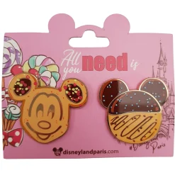 Disneyland Paris Mickey Mouse Cookie / Waffle Pin Trading Badges