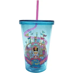 Disneyland Paris It's A Small World Tumbler Cup With Lid & Curly Straw