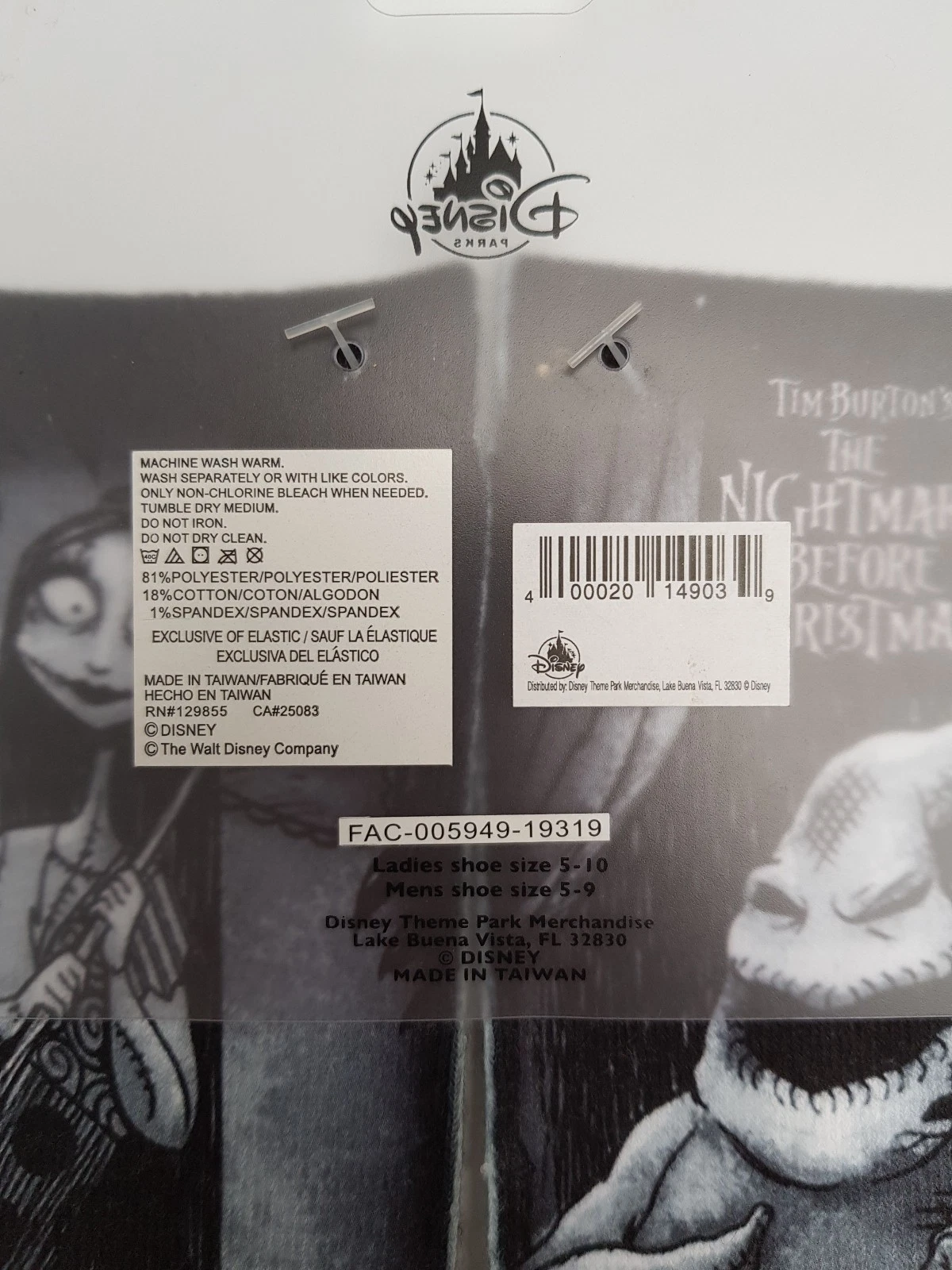 Disney Parks Nightmare Before Christmas Haunted Mansion Stretch Painting Socks Adults - Image 7