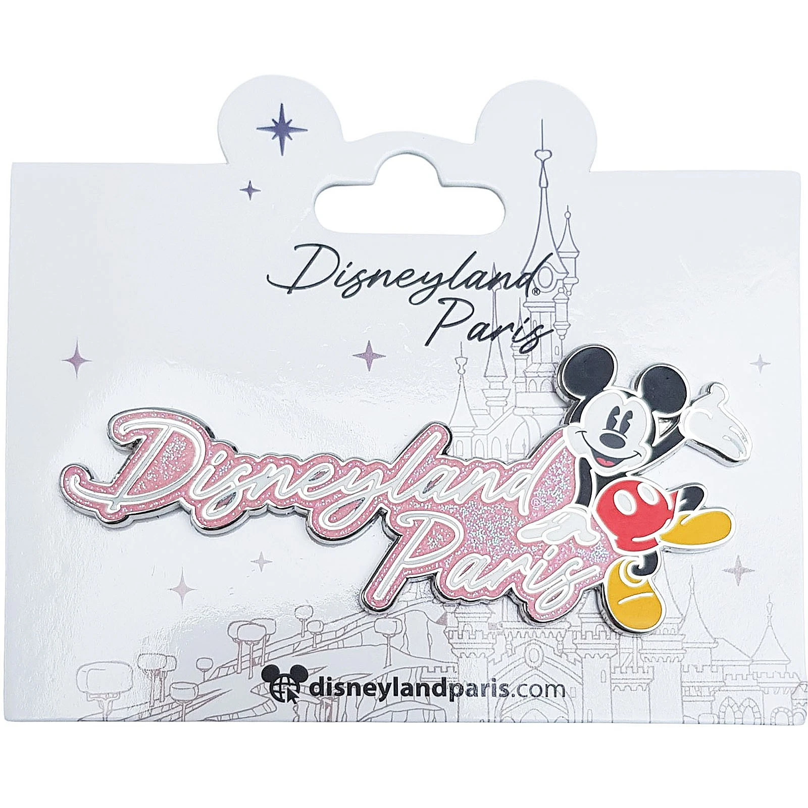 Disneyland Paris Pink Text & Mickey Mouse 2022 Pin Trading Badge