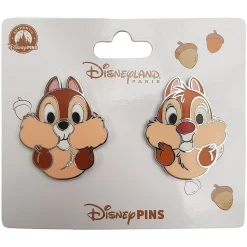 Disneyland Paris Chip & Dale Eating Faces Heads Pin Trading Badges