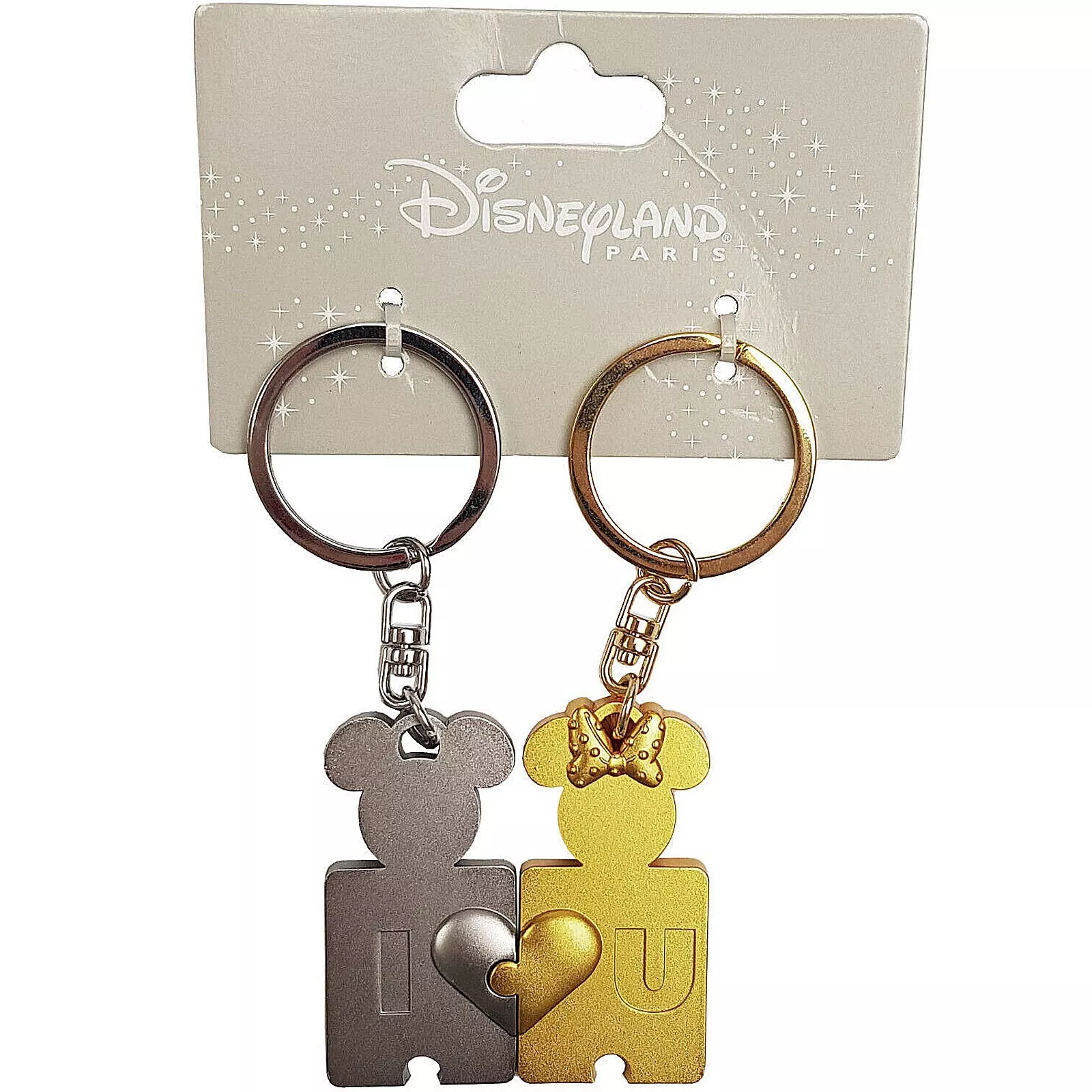 Disneyland Paris Mickey & Minnie Mouse His & Hers Jigsaw Keyrings