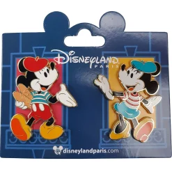 Disneyland Paris French Mickey & Minnie Mouse Pin Trading Badges