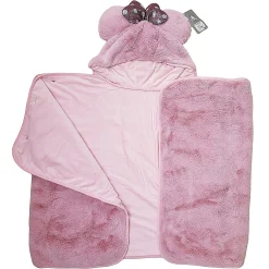Disneyland Paris Pink Poncho / Blanket With Minnie Mouse Ears Hat Adults