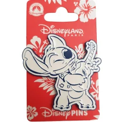 Disneyland Paris Stitch With Guitar Lifestyle Pin Trading Badge