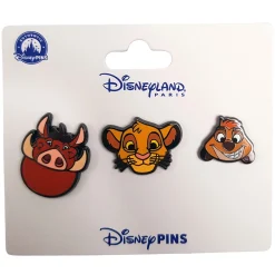 Disneyland Paris The Lion King Simba, Timon & Pumbaa Faces Heads Pin Trading Badges Set