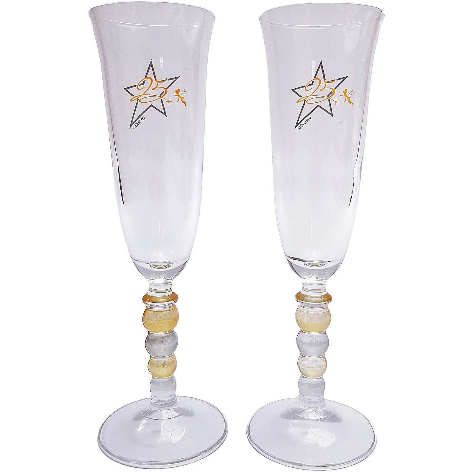 Disneyland Paris 25th Anniversary Pair Of Champagne Glasses