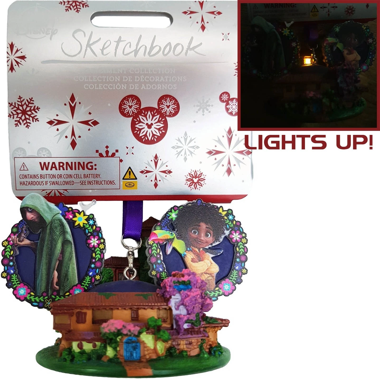 Disney Store Encanto Sketchbook Light Up Ear Christmas Tree Decoration Ornament
