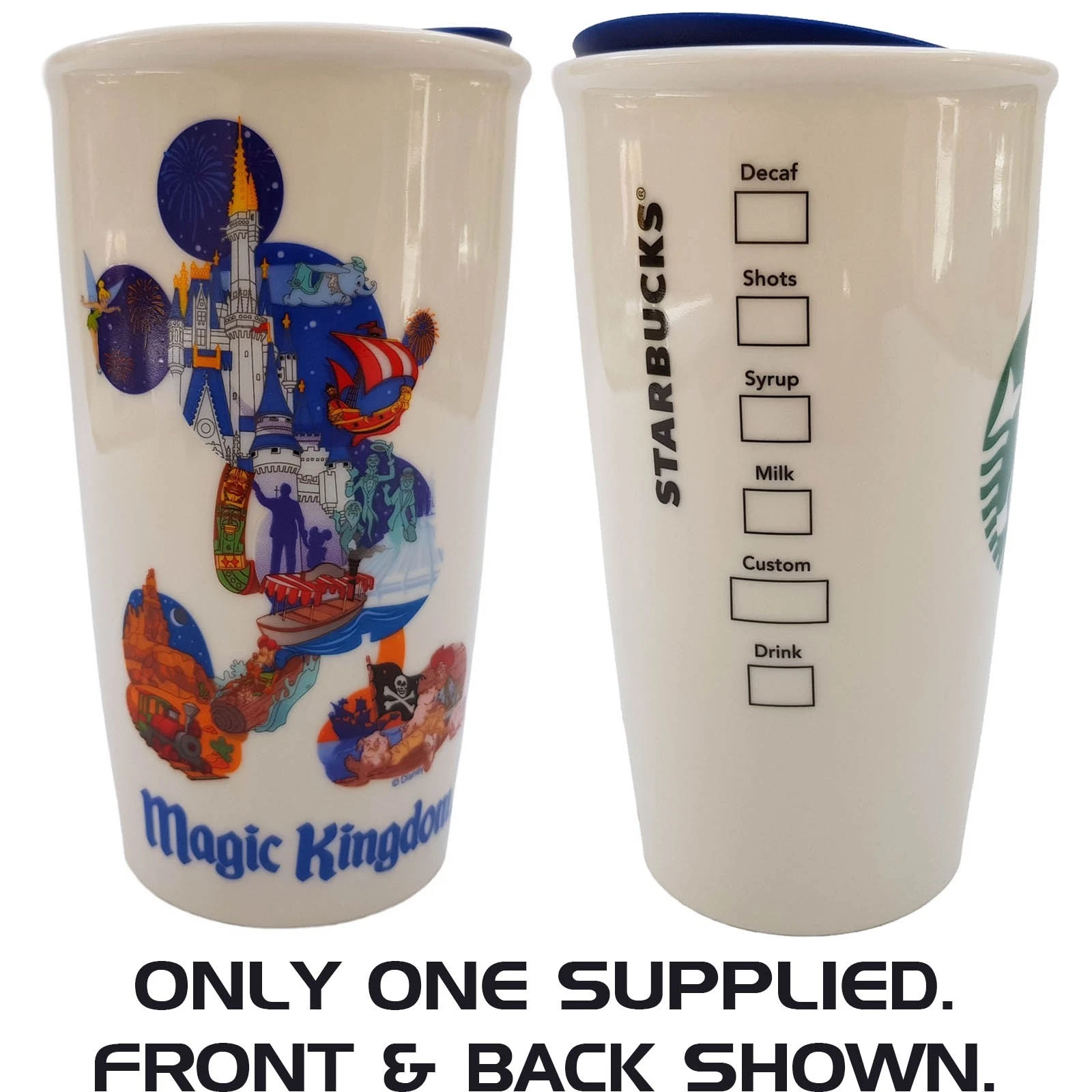 Starbucks Disney World Magic Kingdom Reusable Ceramic Tumbler & Lid