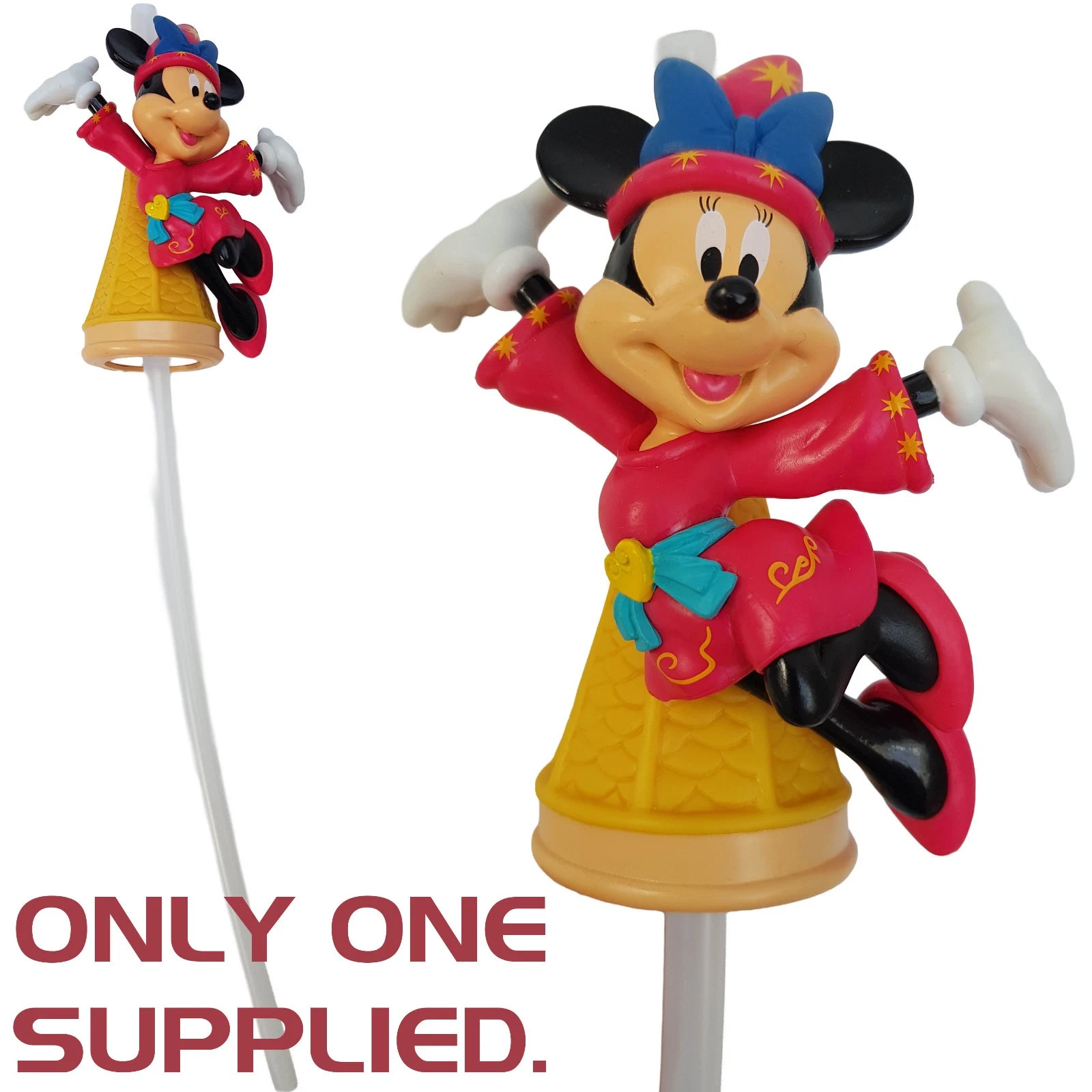 Disneyland Paris Minnie Mouse Reusable Plastic Straw Fantasia Drink Disney Parks