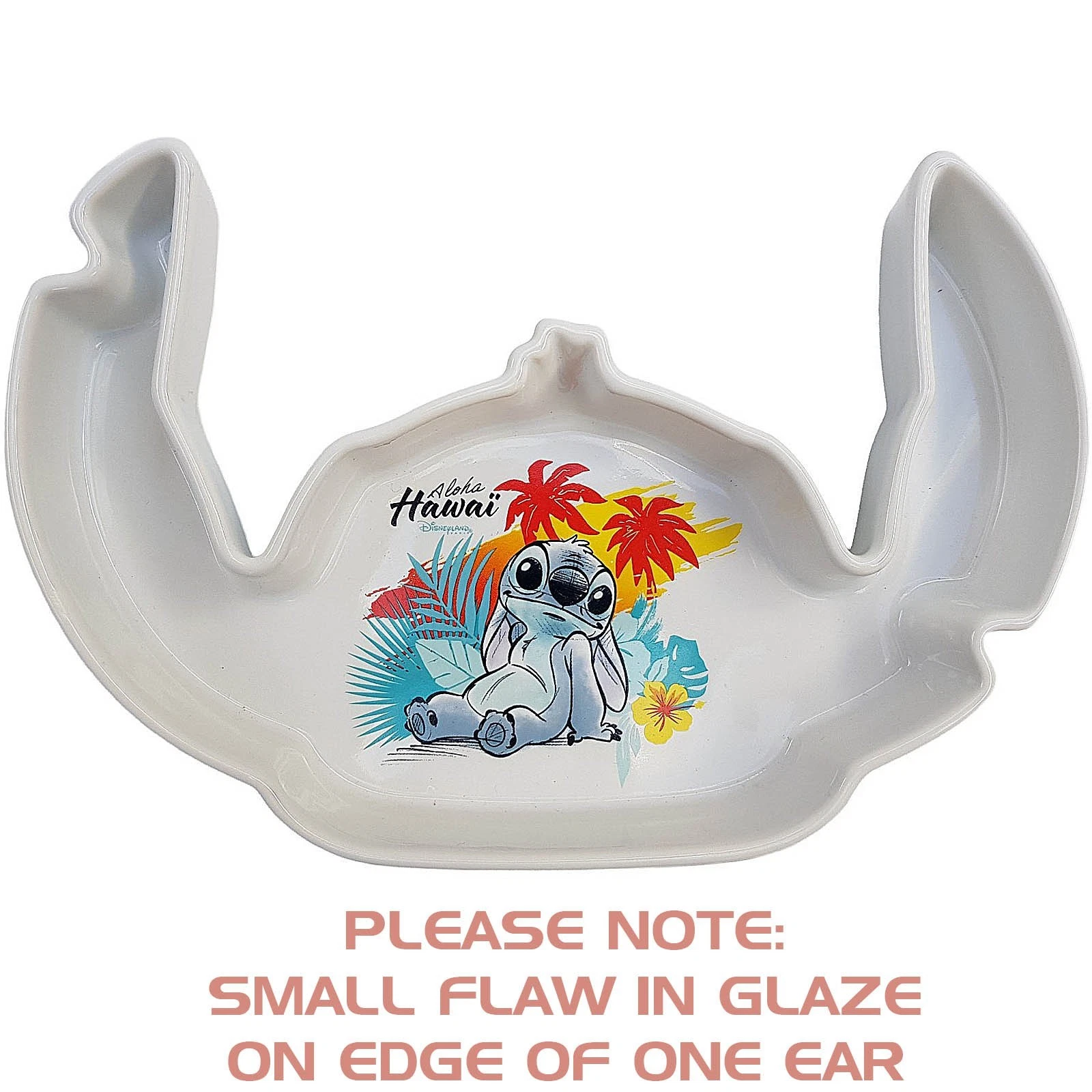 Disneyland Paris Stitch Hawaii Head Shaped Shallow Bowl Dish Plate