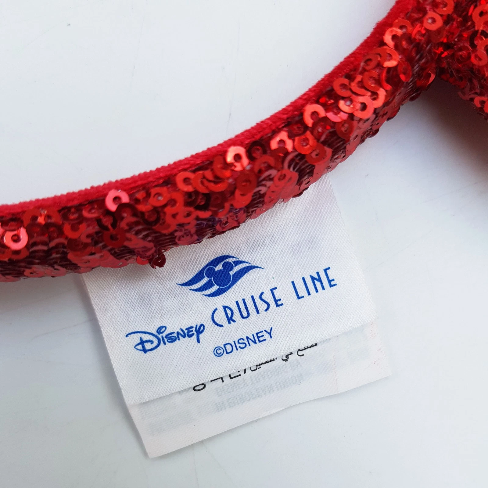 Disney Cruise Line Red Sequin & Blue Bow With Anchor Minnie 