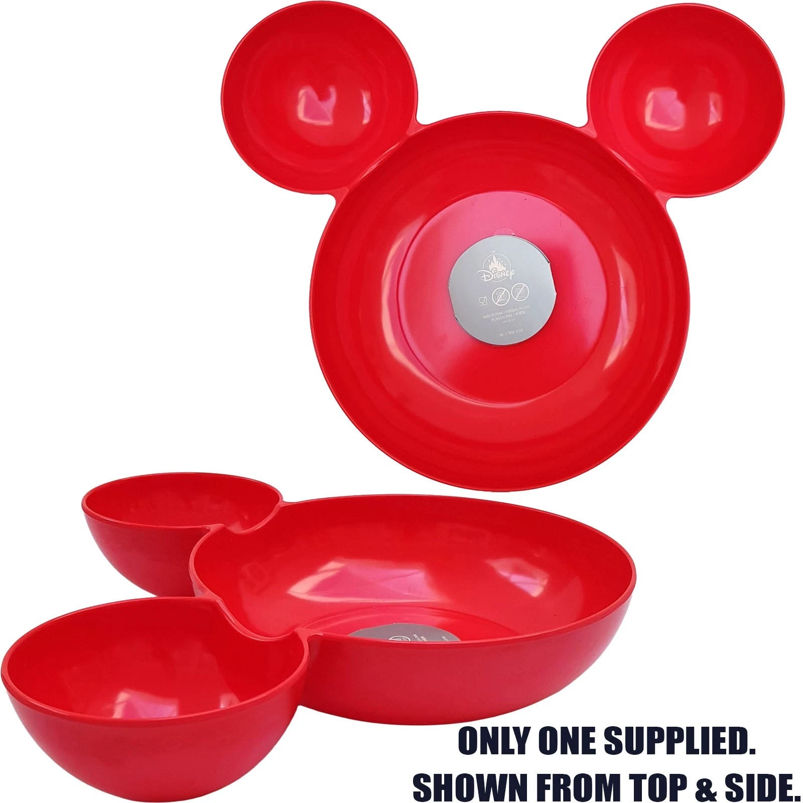 Disneyland Paris Mickey Mouse Head Shaped Large Red Plastic Dip Bowl