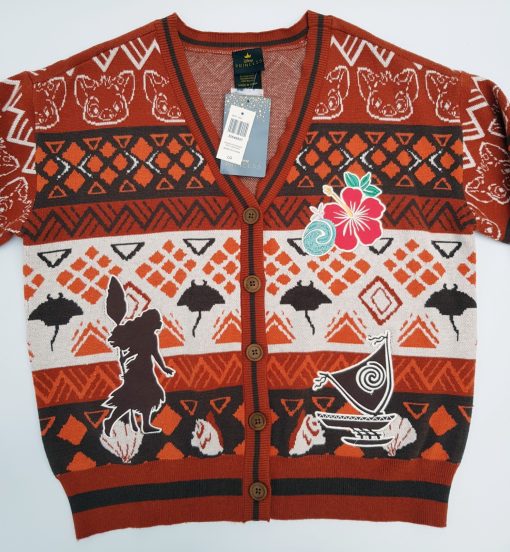 BoxLunch Disney Moana Icons Patterned Knitted Cardigan Adult L Large