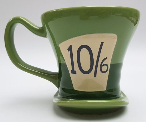 Disney Store Mad Hatters Mug 3D Shaped Hat Cup Ceramic Alice In Wonderland Green