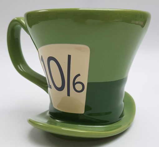 Disney Store Mad Hatters Mug 3D Shaped Hat Cup Ceramic Alice In Wonderland Green