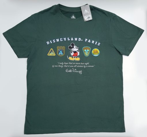 Disneyland Paris & Studios Logo Patch T-Shirt Green Adults L Large