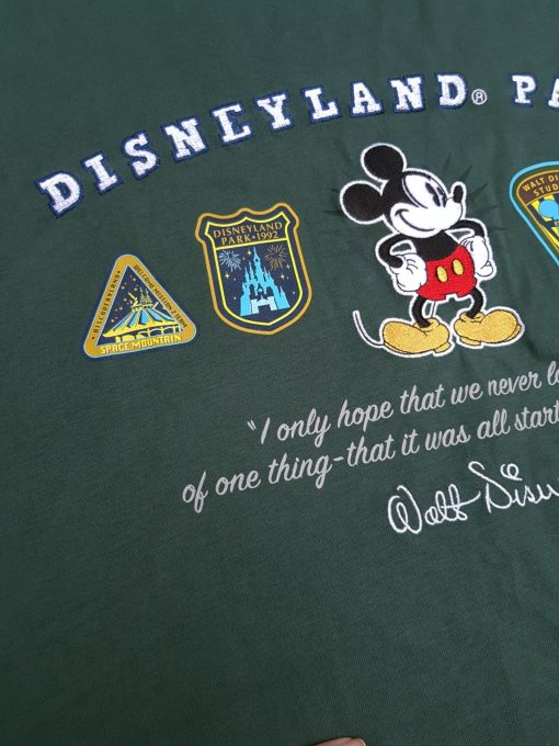 Disneyland Paris & Studios Logo Patch T-Shirt Green Adults L Large