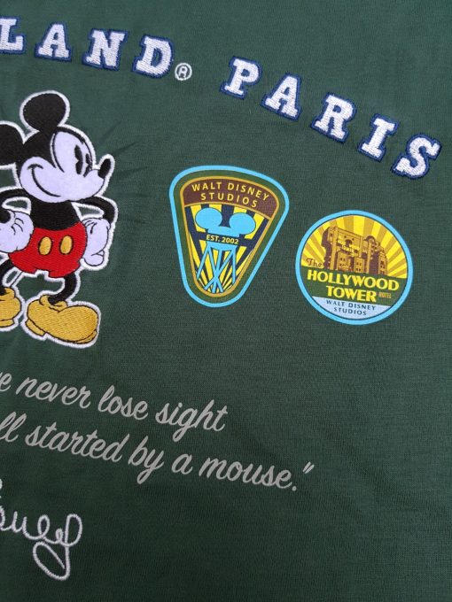 Disneyland Paris & Studios Logo Patch T-Shirt Green Adults L Large