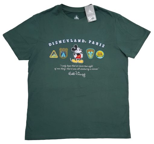 Disneyland Paris & Studios Logo Patch T-Shirt Green Adults L Large