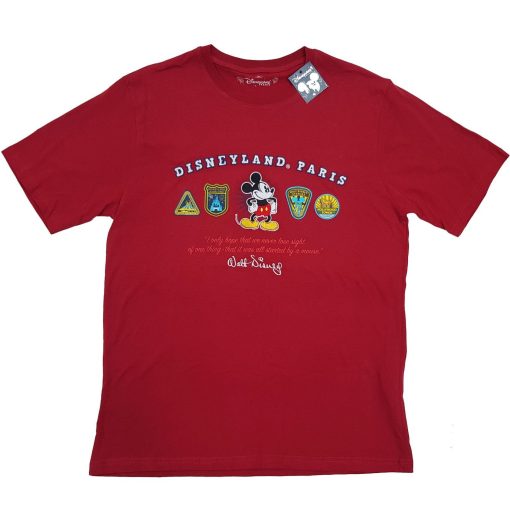 Disneyland Paris Parks Logo Patch T-Shirt Red Adults XL X-Large