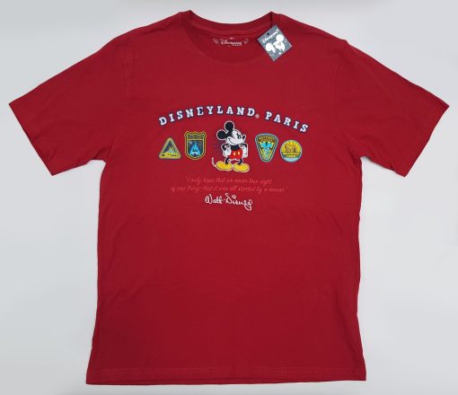Disneyland Paris Parks Logo Patch T-Shirt Red Adults XL X-Large