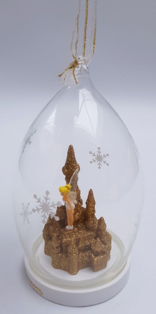 Disneyland Paris Tinker Bell Gold Castle Glass Christmas Decoration Ornament