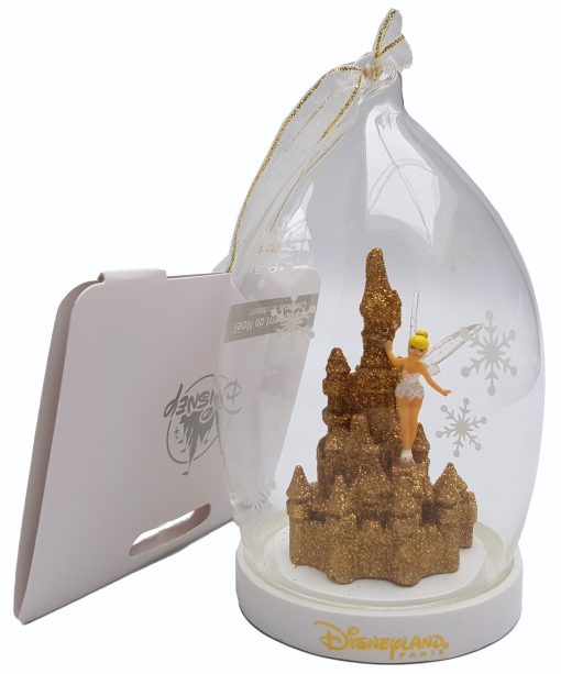 Disneyland Paris Tinker Bell Gold Castle Glass Christmas Decoration Ornament