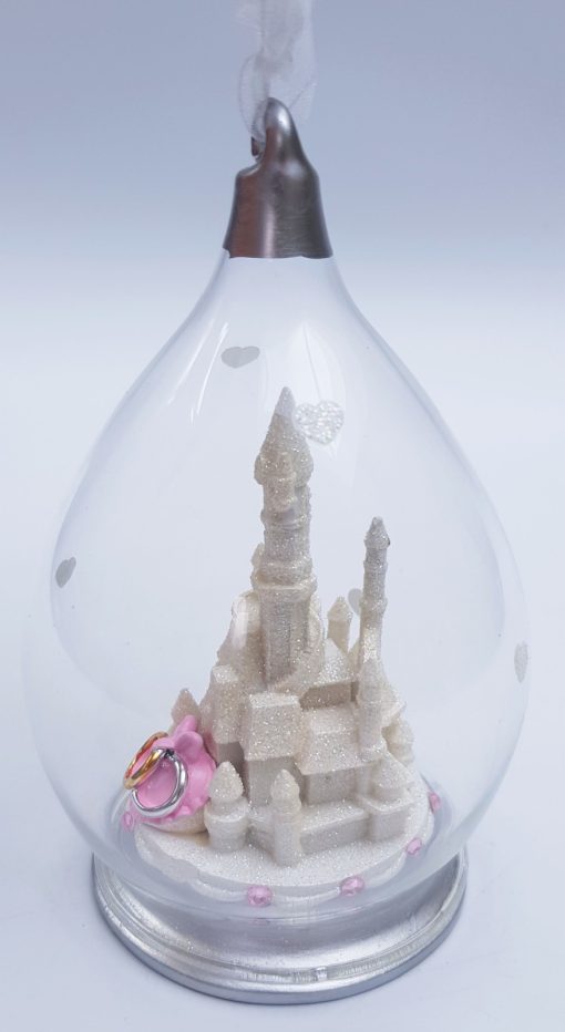 Disneyland Paris Wedding Ring Castle Glass Christmas Decoration Ornament